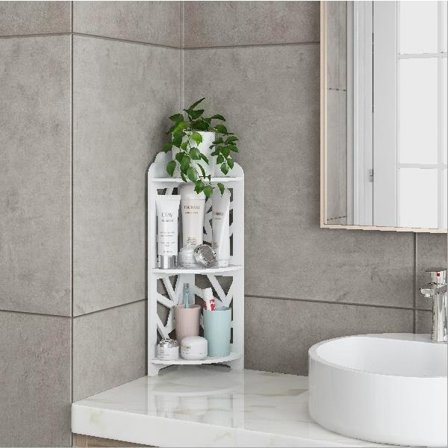 Hylla inomhus tre-lager hörnhylla lämplig för badrum toalett (zw0039-ZZ)