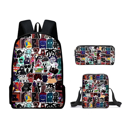 Doors Skolväska Reseryggsäck Axelväska Pennfodral set för Barn Studenter