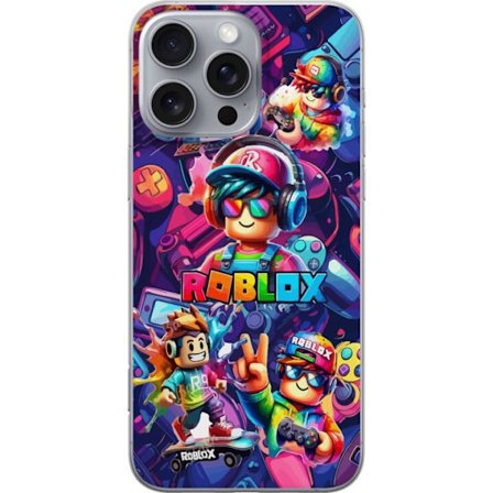 Yhteensopiva Puhelinkuori Apple Apple iPhone 16 Pro Max Värikäs Roblox-peliryhmä kuulokkeilla, ohjaimilla ja neonväreillä, täydellinen lapsille