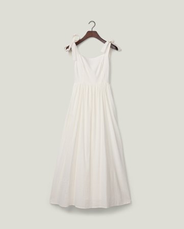Lexington Bow-strap seersucker summer dress, white