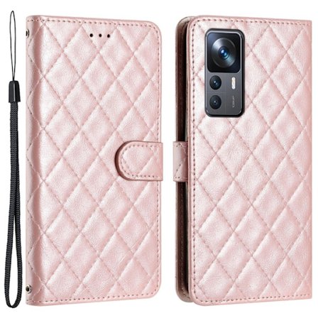 Funktionellt Xiaomi 12T / Xiaomi 12T Pro / Xiaomi Redmi K50 Ultra fodral med rombmönster - Rosa