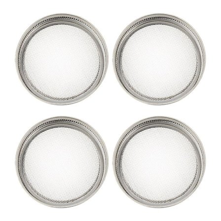 4-pak spiring krukke sil lokk rustfritt stål spiring lokk for hermetikkglass (8.6X8.6CM, sølv)