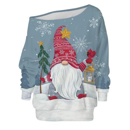 Tröja För Jultomte Med Print Off Shoulder För Damer