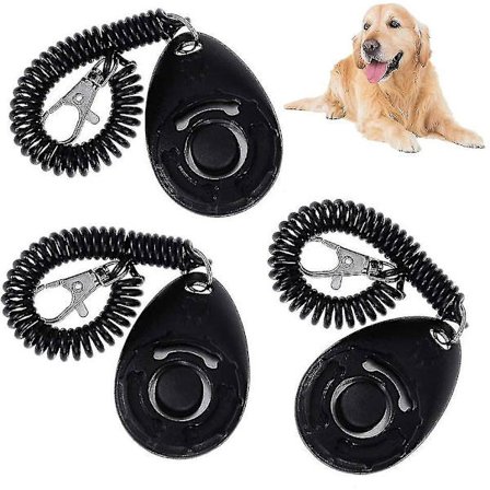 3 stk Hundeklikker, Profesjonell Klikker med Elastisk Stropp, Treningsklikker for