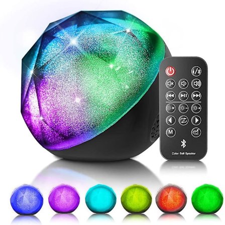 Bluetooth Høyttaler Fargerik Trådløs Høyttaler Med Fjernkontroll, Forbedret Bass