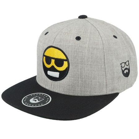 Bearded Man - Gris snapback Gorra - Bearded Smiley Grey/Black Snapback @ Hatstore