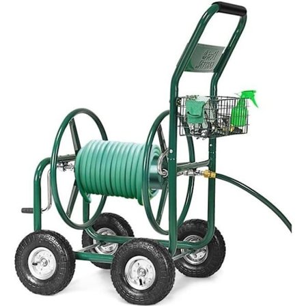 COSTWAY Haveslangerullevogn med 4 hjul, 1,7M slangeopbevaringskurv til have 95x62x113CM