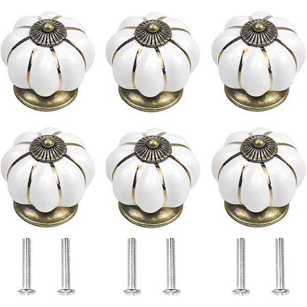 6 kpl Kalustepainikkeita, Kaappi-, Laatikko-ovenkahvat, Keraamiset Kaappikahvat, Tarvikkeet Ruuveilla, Keittiökaappeihin, Lastenhuoneeseen