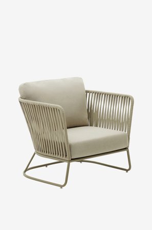 Kave Home - Saconca utomhusfåtölj tillverkad av sladd och grönt galvaniserat stål - Grön - Utefåtöljer - Från Homeroom