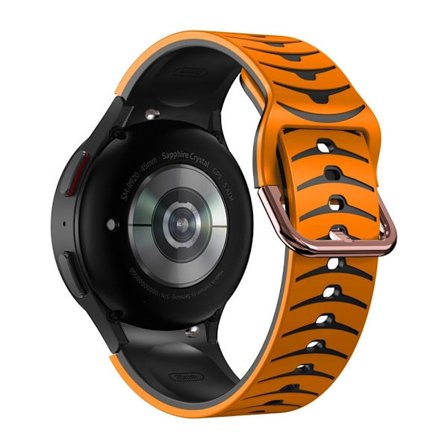 Samsung Galaxy Watch 5 / 5 Pro / 4 klockarmband i silikon med böjd linje - Orange / Svart