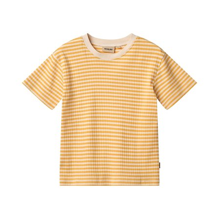 WHEAT T-Shirt Short Sleeve Yeollow Rib Stripe Str 152/12 år, Tøj & Bolig, Børnetøj, Børneundertrøjer