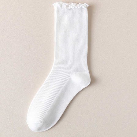 Traditionelle strømpebukser med flæser til kvinder, bomuldsstrømper 5 par hvide