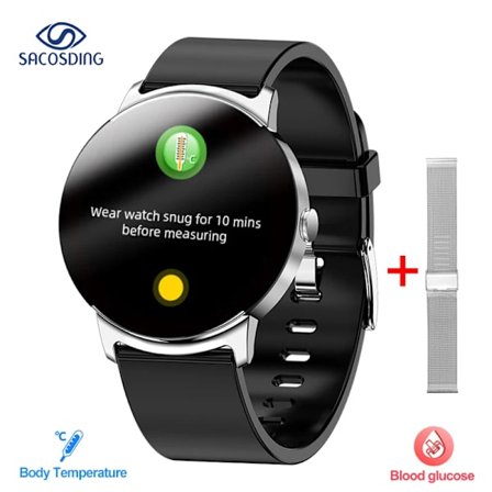 NY Glucose Smartwatch Män Blodtryck Blodsyre Kroppstemperatur Puls Alarm IP68 Vattentät Smartwatch Kvinnor