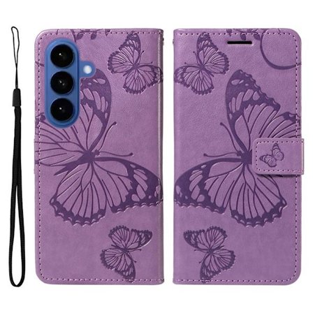 Samsung Galaxy S26 / S26 Pro Plånboksfodral Blommönster Konstläder - Lila