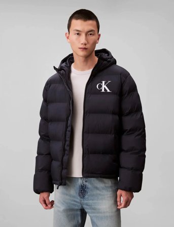 Calvin Klein Jeans Ls Nylon Monogram Puffer Jkt - Navy - L