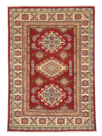 Håndknyttet Kazak 98X142 Ullteppe Brun/Mørk Rød Lite