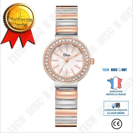 Klocka - TD - Diamant - Stålförband - Guld och Silver - Unisex