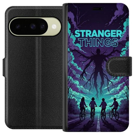 Kompatibelt Plånboksfodral till Google Google Pixel 10 Stranger Things-inspirerad fantasyillustration med mörkt monster, cyklande barn och dramatisk