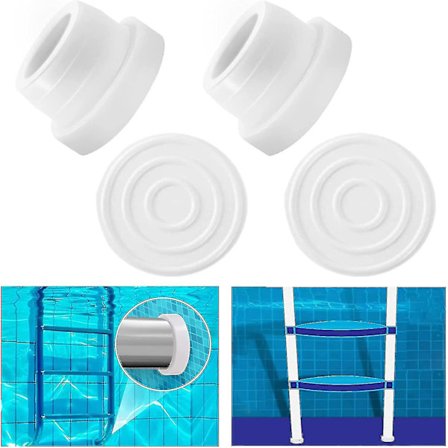 2 st Pool Stege Stötdämpare för Inbyggd Pool, Vit Gummi Inbyggd Pool Stege Kappor Passar 1,90 Simbassäng Stege (2 st)