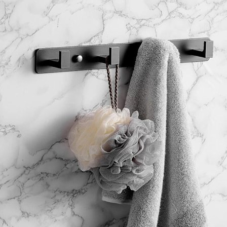 Vægmonteret knagerække, rustfrit stål vægkrog, håndklædeholder til ophængning af frakker, tørklæder, (sort, 4 kroge)