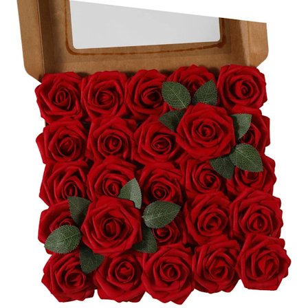 Kunstige blomster, 25 stk ekte berøringsfølsomme skumroser DIY-blomster for
