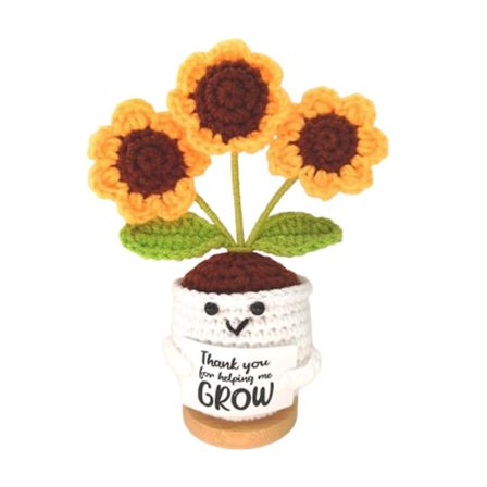 Tankevækkende takkegave til lærere, kolleger, chef - Håndlavet hæklet solsikke påskønnelsesgave til kvinder, sidste skoledag