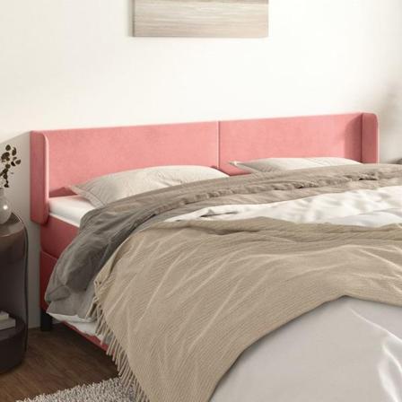 Vidaxl Huvudgavel Med Kanter Rosa 183x16x78/88 Cm Sammet Rosa