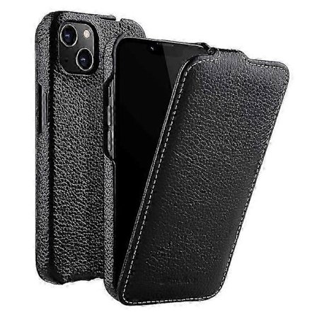 MELKCO Kompatibel med iPhone 13 mini Äkta Läder+PC Telefonfodral Vertikalt Flip Skyddande Fodral