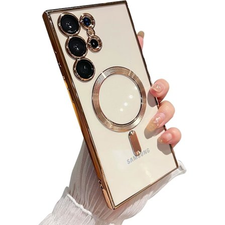 Samsung Galaxy S23 Ultra Cover til kvinder, Luksus Gennemsigtig Cover Blød TPU Stødsikker Bumper Cover (gylden)