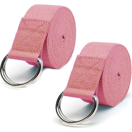 2-pakke yogastropp (6 fot) stretchbånd med justerbar metall D-ring