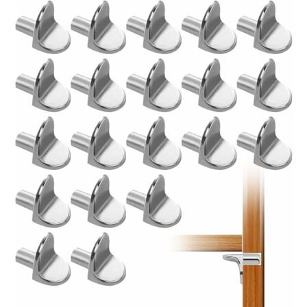 20 st hyllstödsstift, hyllpinne, nickelpläterad metallstödsstift L-form för skåp, bokhylla, hylla