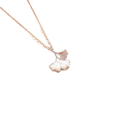 Dekorativt smykke for kvinner, anhengskjede med ginkgo-blad i legering for damer