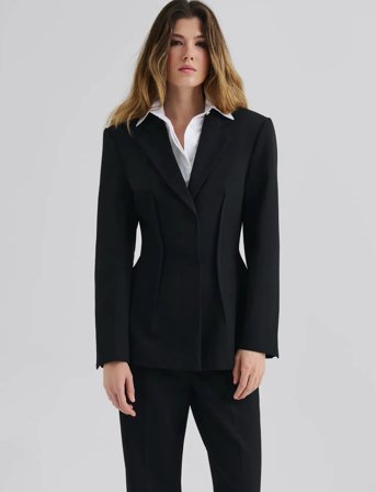 Malina Leonne Seam Detailed Fitted Blazer - Black - 40