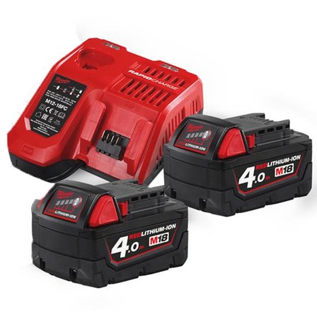 Milwaukee M18 NRG-402 Laddpaket 2 st. batterier + 1 st. laddare, Maskintillbehör & förbrukning