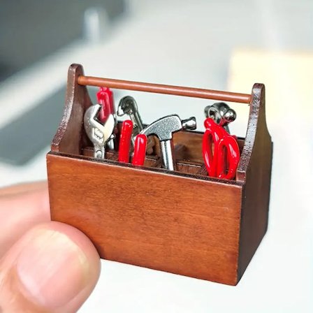 8 st Mini verktygslåda set med reparationsverktyg modell - 1:12 Miniatyrfigurer för DIY-hantverk