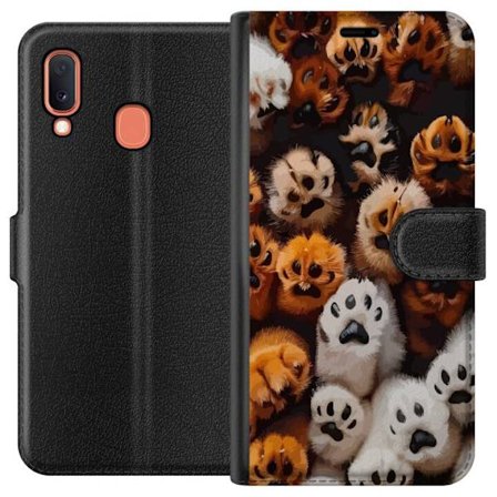 Kompatibelt Plånboksfodral till Samsung Samsung Galaxy A20e Djuren tassar närbild charmig design i beige och brunt med gullig struktur och realistis