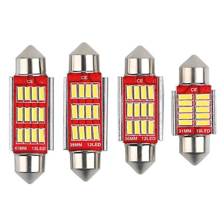 Bil LED dubbel spets läslampa avkodning canbus 36MM 4014 12SMD registreringsskylt ljus inomhusbelysning