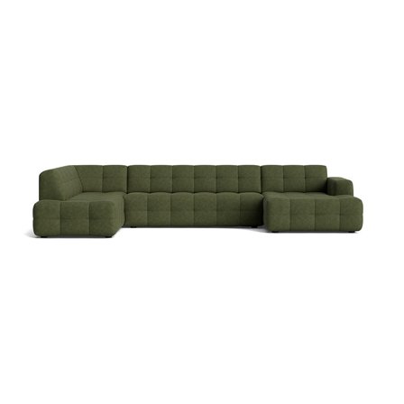 Paris U-sofa, Højrevendt, Aragon Grøn, Elegant & Robust Design, 382x218x77cm - Uovertruffen Komfort til Moderne Hjem - Perfekt Samlingspunkt i Stuen