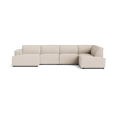Lyon U-sofa, venstrevendt - Aragon Beige - 368x218x80cm - Rummelig U-sofa med Chaiselong & Tidløst Design - Perfekt Familiesamlingspunkt
