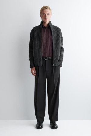 COS Men's Camisa Holgada De Sarga in Rojo