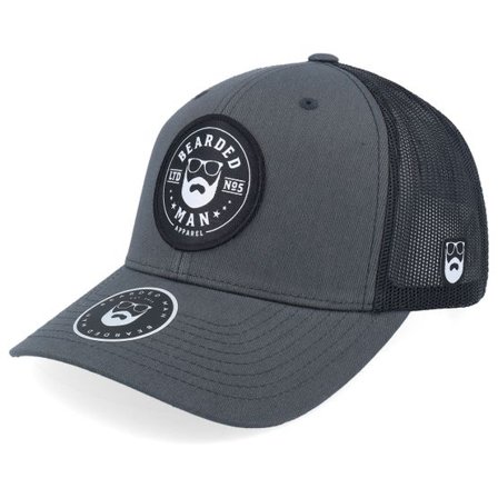 Bearded Man - Grå trucker Keps - Beard Logo R 6-panel 2-tone Charcoal/Black Trucker @ Hatstore