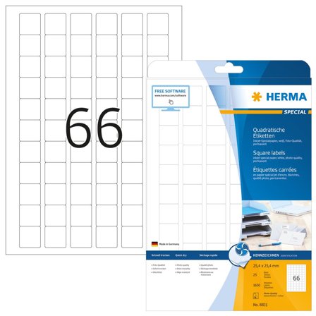 Herma Inkjet-Etiketten A4 weiß 25,4x25,4 mm Papier 1650 St.