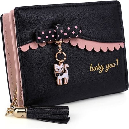 Pung til piger Sød kat Vegansk læder Lille kvindelig kortholder