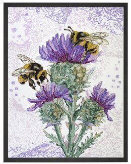 Broderikit Tavla Humlor & Blomster - Abris Art