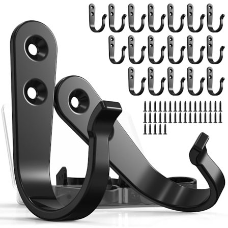 20 sett med kraftige metallkleshengere for vegger, enkeltkrok, med 40 skruer.