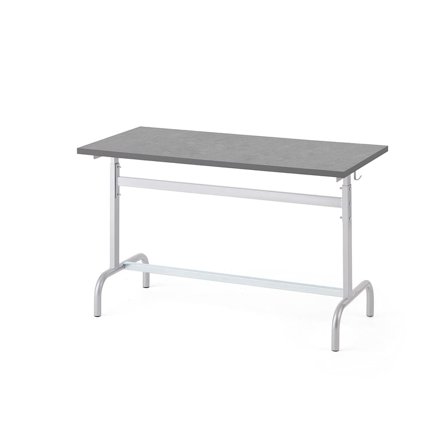 School desk 184, silver, dark grey linoleum