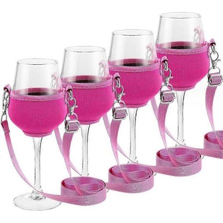 4 stk. Bærbar Vinglas Holder Rem Vinslynge Åg Glas Holder Støtte Halsrem til Fødselsdag