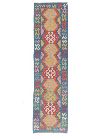 Tappeto Orientale Kilim Afghan Old Style 79X295 Passatoie Blu Scuro/Grigio Scuro (Lana, Afghanistan)