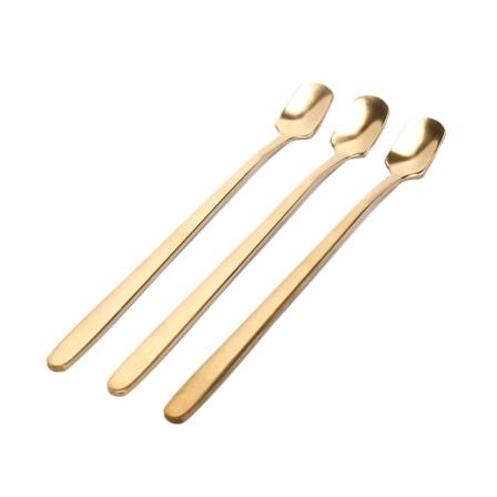 3 Stk Langt Håndtag Firkantet Hoved Kaffeske Rustfrit Stål Farve Gold 3Pcs
