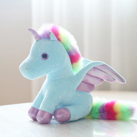 Gosedjur, plyschdjur, mjuk kramgosedjurshäst, födelsedagar, alla hjärtans dag, jul och mer! Har söta ögon, rolig regnbågshå